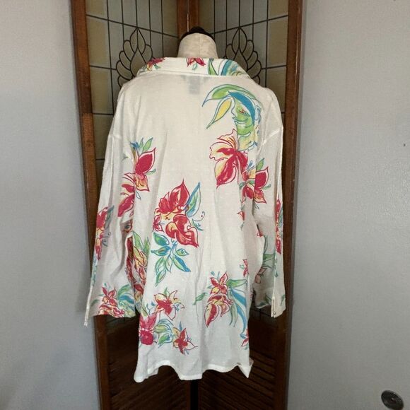 Koret Women Swiss Dot Floral Lightweight Long Sleeve Blouse Top Size 4X - Picture 3 of 10